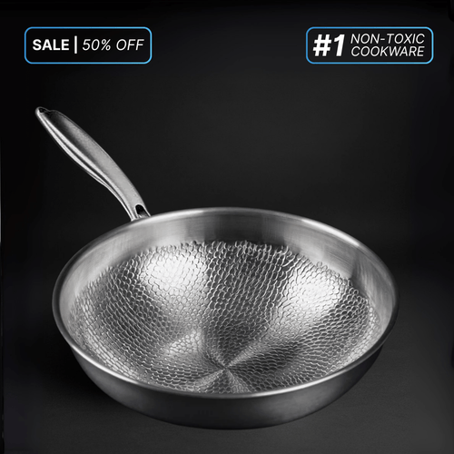 Pure Titanium Hammered Wok Pan