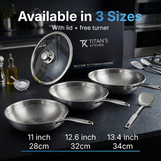 Pure Titanium Hammered Wok Pan