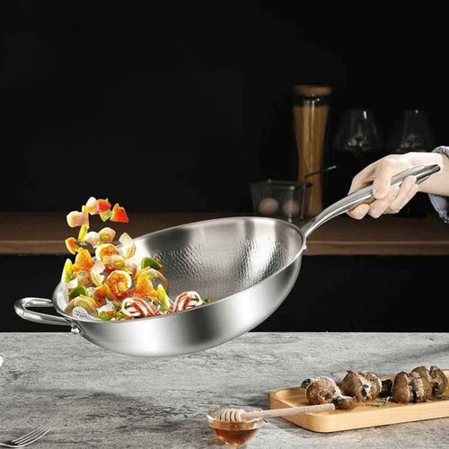 Pure Titanium Hammered Wok Pan