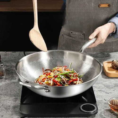 Pure Titanium Hammered Wok Pan