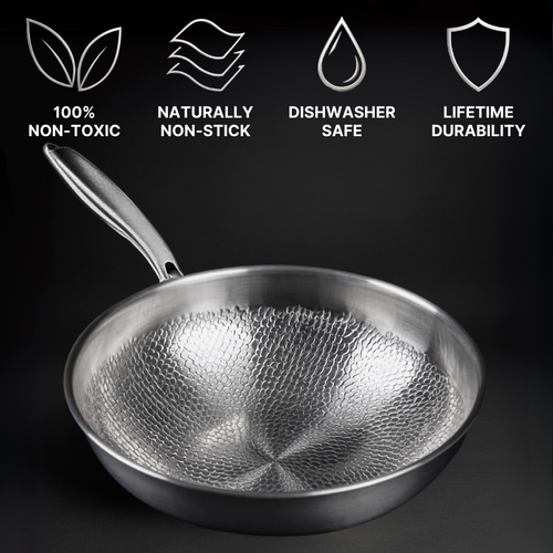 Pure Titanium Hammered Wok Pan