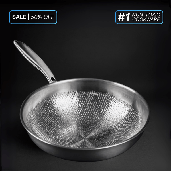 thumbnail image 2 of Konco 26cm Pure Titanium Frying Wok Non-stick Pan Uncoated Cooking Pot Gas Cooker Chinese Wok Kitchen Cokware Housewarming Gift I2003982479 2 of 11