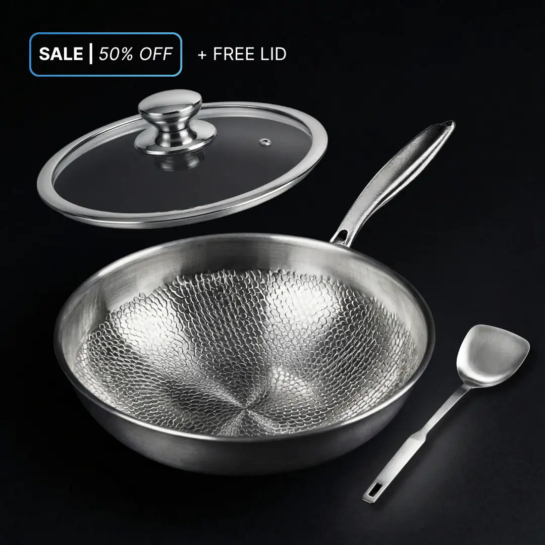 Pure Titanium Hammered Wok Pan